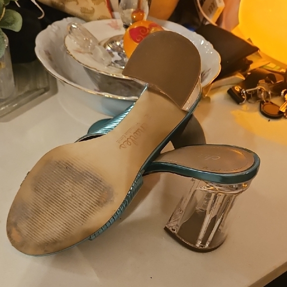 Charles David Shiny Blue Mules - Picture 4 of 6